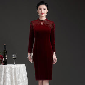 金丝绒连衣裙高贵中年妈妈阔太太年会礼服显年轻DY-Q6186