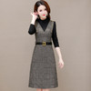 QYM M958 -Y厚款连衣裙拼结假两件格纹裙时尚气质 商品缩略图0