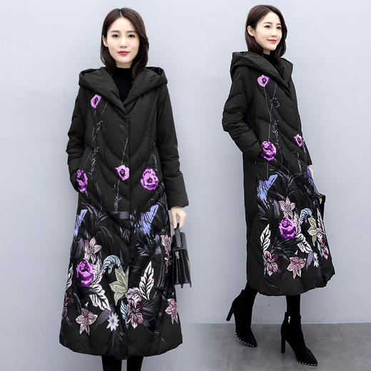 QD-XX2226 冬装外套中年女羽绒棉服中老年人棉衣女中长款秋冬民族风棉袄 商品图7