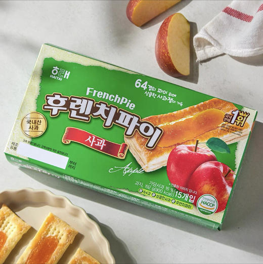草莓馅千层酥饼干零食松塔酥草莓派韩国进口海太苹果果酱下午茶歇192g 商品图0