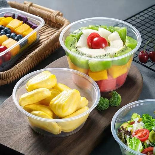 圆形800ml一次性餐盒塑料透明碗加厚外卖打包盒带盖快餐便当饭盒 商品图3