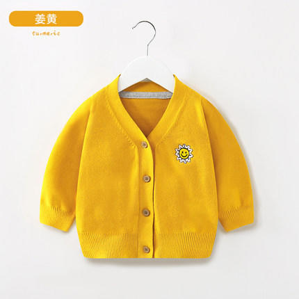 巴布雨柔软ins风简约儿童针织毛衣外套开衫秋纯色A类婴儿毛衣外套 商品图12