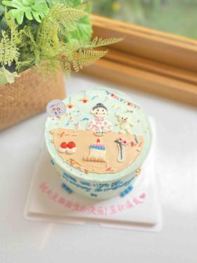 手绘女孩奶油蛋糕 下单前请仔细阅读商品详情