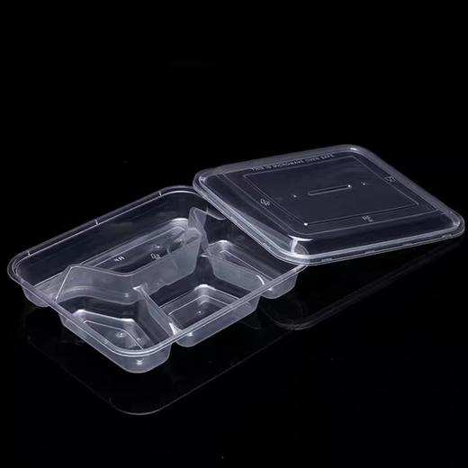 一次性透明快餐盒长方形四格打包盒加厚中餐便当盒分格塑料饭盒 商品图3