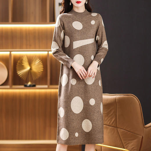 半高领针织中显瘦阔太太宽松打底衫毛衣裙子CC-2242 商品图3