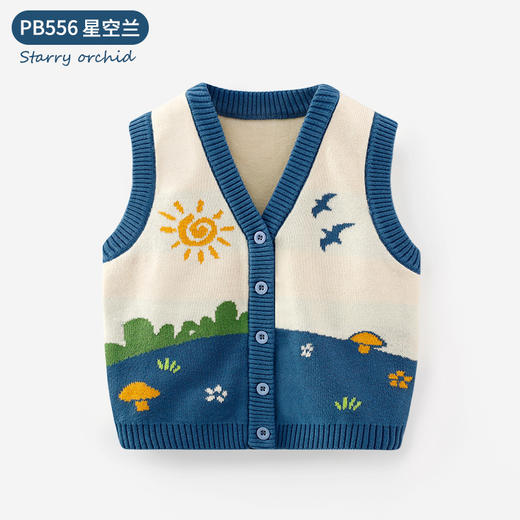 巴布雨可爱田园风A类婴儿马甲秋冬卡通儿童开衫马甲儿童针织毛衣 商品图6