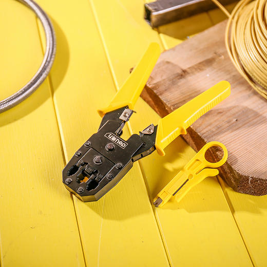 得力DL2468网络钳含剥线刀,水晶头(黄) 商品图4