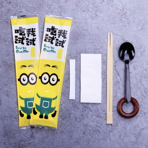 一次性筷子四件套餐具套装带汤勺餐巾纸勺子牙签四合一外卖卫生独立装打包快餐包商用70份/包 商品图1