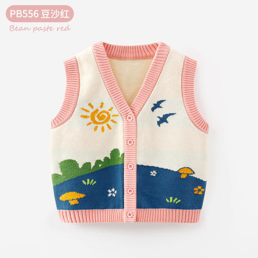 巴布雨可爱田园风A类婴儿马甲秋冬卡通儿童开衫马甲儿童针织毛衣 商品图5
