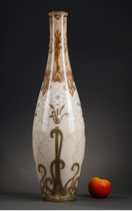 独角鹿西洋古董塞弗尔瓷器HENRI BARBERIS描金彩釉Argenteuil瓷瓶 商品图2