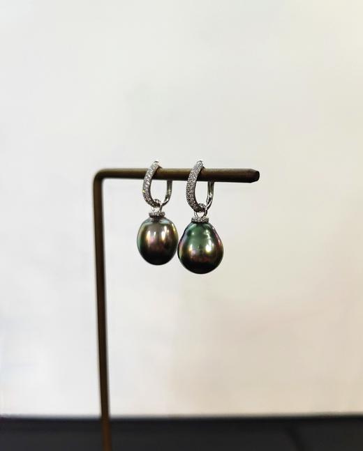 大溪地黑珍珠、南洋金珠K金钻石镶嵌设计款耳环 商品图9