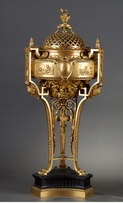 独角鹿西洋古董法国新古典主义风格铜鎏金大理石底座薰香炉一对 商品图3