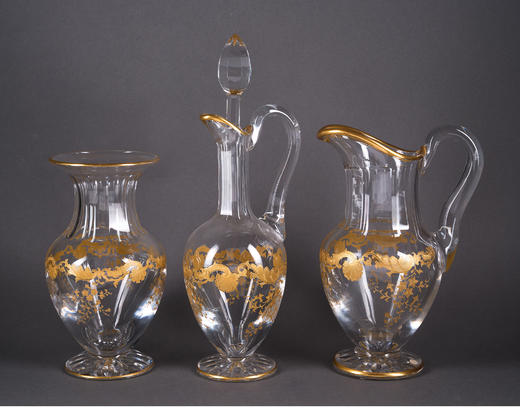 独角鹿西洋古董法国圣路易签名MASSENET系列24K描金水晶酒具套件 商品图1