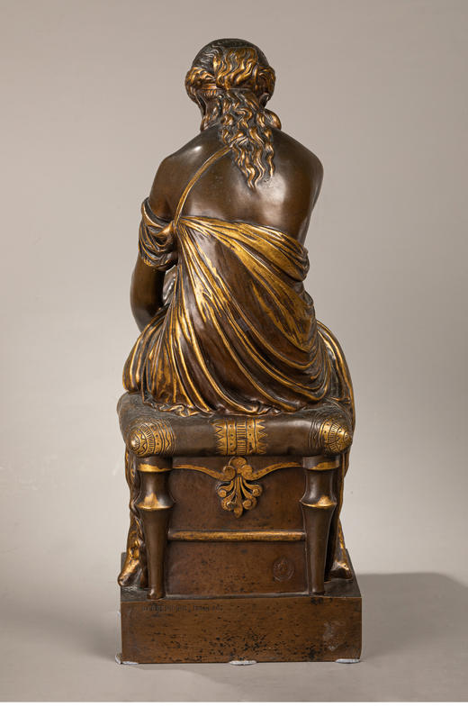 独角鹿西洋古董艺术家与工坊联合签名少女普绪克上色镀金青铜雕像 商品图4