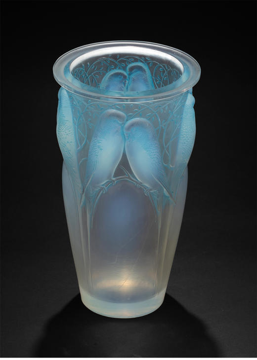 独角鹿西洋古董法国莱俪LAILIQUE设计CEYLAN款鹦鹉欧泊水晶花瓶 商品图1