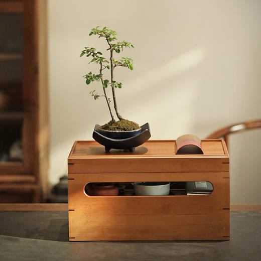 无闻 竹制收纳柜 置物架中式复古收纳盒家用茶具茶道储物柜 商品图7