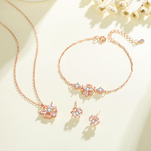 【春雪】S925银三叶草雪花镂空叶子花朵手链【JHY-	A000559B】 商品图3