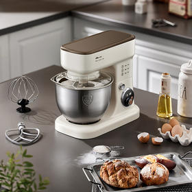 【小程序】小熊厨师机 SJJ-E08G1 米黄色 压铸搅面钩组件+压铸和浆棒组件+打蛋笼组件+和面桶+和面桶盖+量杯+蛋清分离器