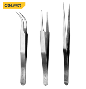 得力DL396003B镊子不锈钢3件套(银)