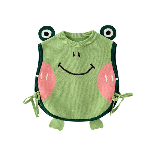 巴布雨新款A类小青蛙婴儿马甲纯棉可爱针织儿童马甲秋冬宝宝马甲 商品图4