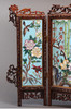 独角鹿西洋古董清代中国花叶纹镂雕木质边框掐丝珐琅三曲小桌屏 商品缩略图3