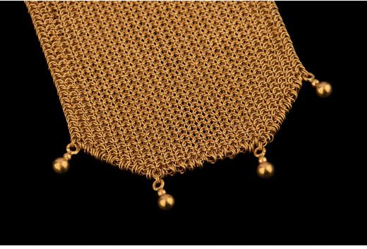 独角鹿西洋古董法国18K黄金镶嵌钻石及红宝石编织零钱包 商品图3