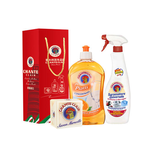 大公鸡管家多能去污清洁剂+香橙洗洁精+马赛皂 600ml+500ml+300g三件套 商品图5