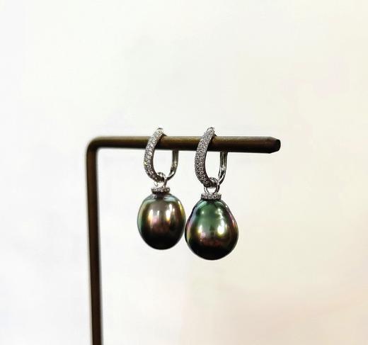 大溪地黑珍珠、南洋金珠K金钻石镶嵌设计款耳环 商品图7