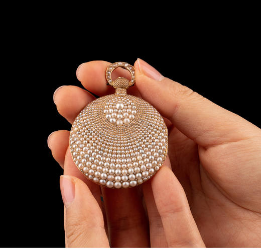 独角鹿西洋古董瑞士18k玫瑰金及黄金镶嵌天然珍珠古董胸针怀表 商品图2