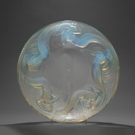 独角鹿西洋古董LALIQUE莱俪CALYPSO海上仙女吕普索欧泊水晶浅口盘 商品图0