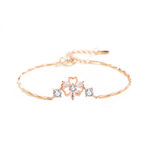 【春雪】S925银三叶草雪花镂空叶子花朵手链【JHY-	A000559B】 商品图4