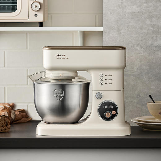 【小程序】小熊厨师机 SJJ-E08G1 米黄色 压铸搅面钩组件+压铸和浆棒组件+打蛋笼组件+和面桶+和面桶盖+量杯+蛋清分离器 商品图1