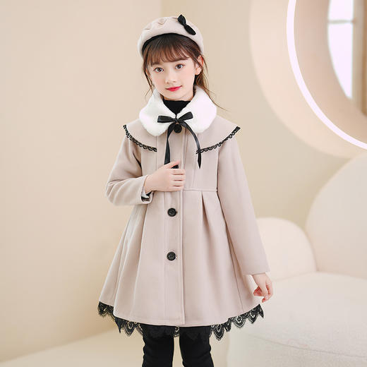 DY-6812儿童外套秋冬夹棉新款童装洋气女孩毛呢大衣中长款女童裙套装 商品图2