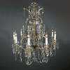 独角鹿西洋古董欧洲铜质支架花叶水晶流苏十二枝头烛台式枝形吊灯 商品缩略图0