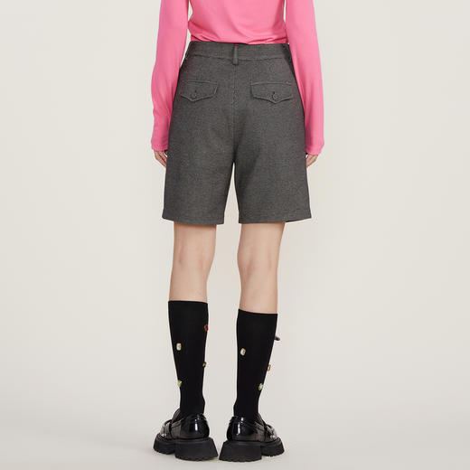 谜底22冬季新款西装毛呢短裤女复古百搭高腰直筒五分裤224MK1748 商品图2