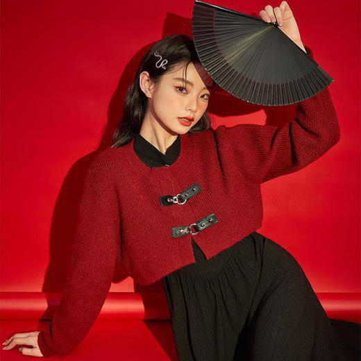 西遇红色坎肩连衣裙套装女新款喜庆新甜美小裙子D0130039/D0130049 商品图3