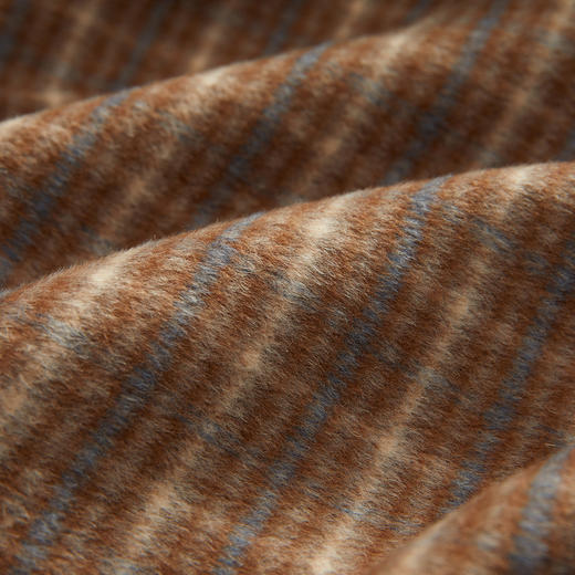 谜底2022冬新款A字型连帽大衣复古格纹宽松中长款双面呢224MD1743 商品图3