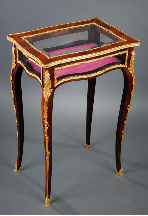 独角鹿西洋古董家具法国路易十五风格铜鎏金玻璃实木展示桌几 商品图3