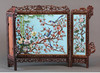 独角鹿西洋古董清代中国花叶纹镂雕木质边框掐丝珐琅三曲小桌屏 商品缩略图2