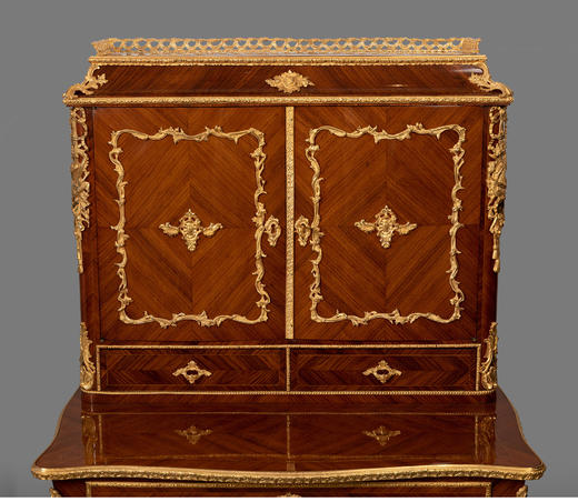 独角鹿西洋古董家具法国花卉卷叶古典女神铜鎏金细木镶嵌写字桌 商品图4