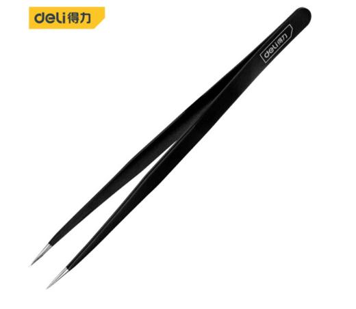 得力DL396101镊子尖头140mm(黑) 商品图0