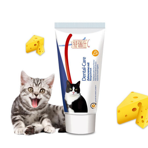 特瑞仕猫牙刷套装口腔清洁除口臭奶酪味可食用猫咪牙膏50g/套 商品图1