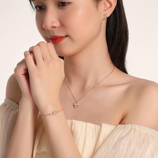 【春雪】S925银三叶草雪花镂空叶子花朵手链【JHY-	A000559B】 商品图2