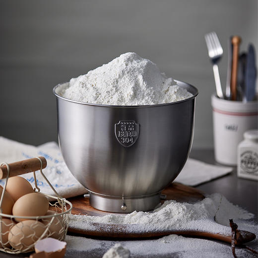 【小程序】小熊厨师机 SJJ-E08G1 米黄色 压铸搅面钩组件+压铸和浆棒组件+打蛋笼组件+和面桶+和面桶盖+量杯+蛋清分离器 商品图5