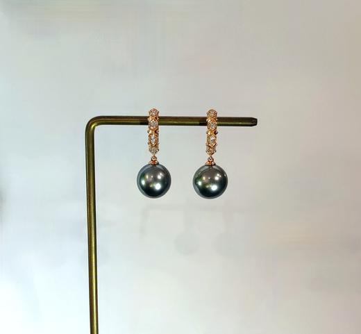 大溪地铂金灰18K金钻石镶嵌设计款耳环（已售，可定制） 商品图2