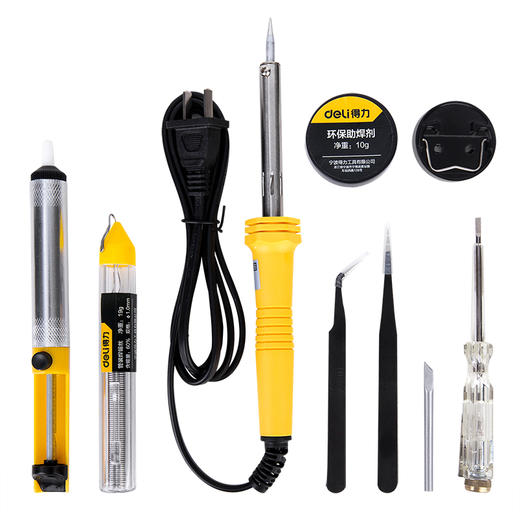 得力DL393009外热式恒温电烙铁9件套(黄) 商品图3