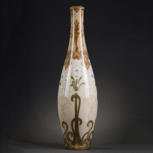 独角鹿西洋古董塞弗尔瓷器HENRI BARBERIS描金彩釉Argenteuil瓷瓶 商品图0