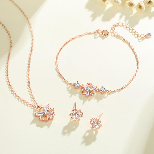 【春雪】S925银森系三叶草雪花锆石耳钉【JHY-E000422B】 商品图1