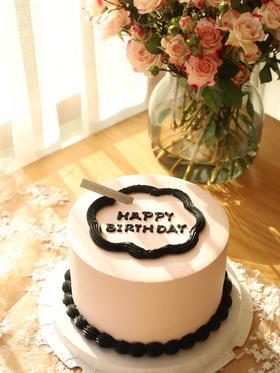 简约粉黑happy birthday