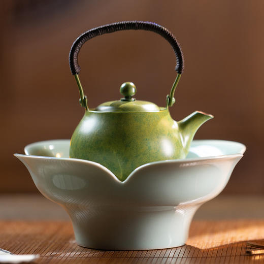 朱炳仁丨花开幸福 茶礼套装 1小幸壶1青瓷壶承1紫铜壶叉2白瓷杯 商品图8